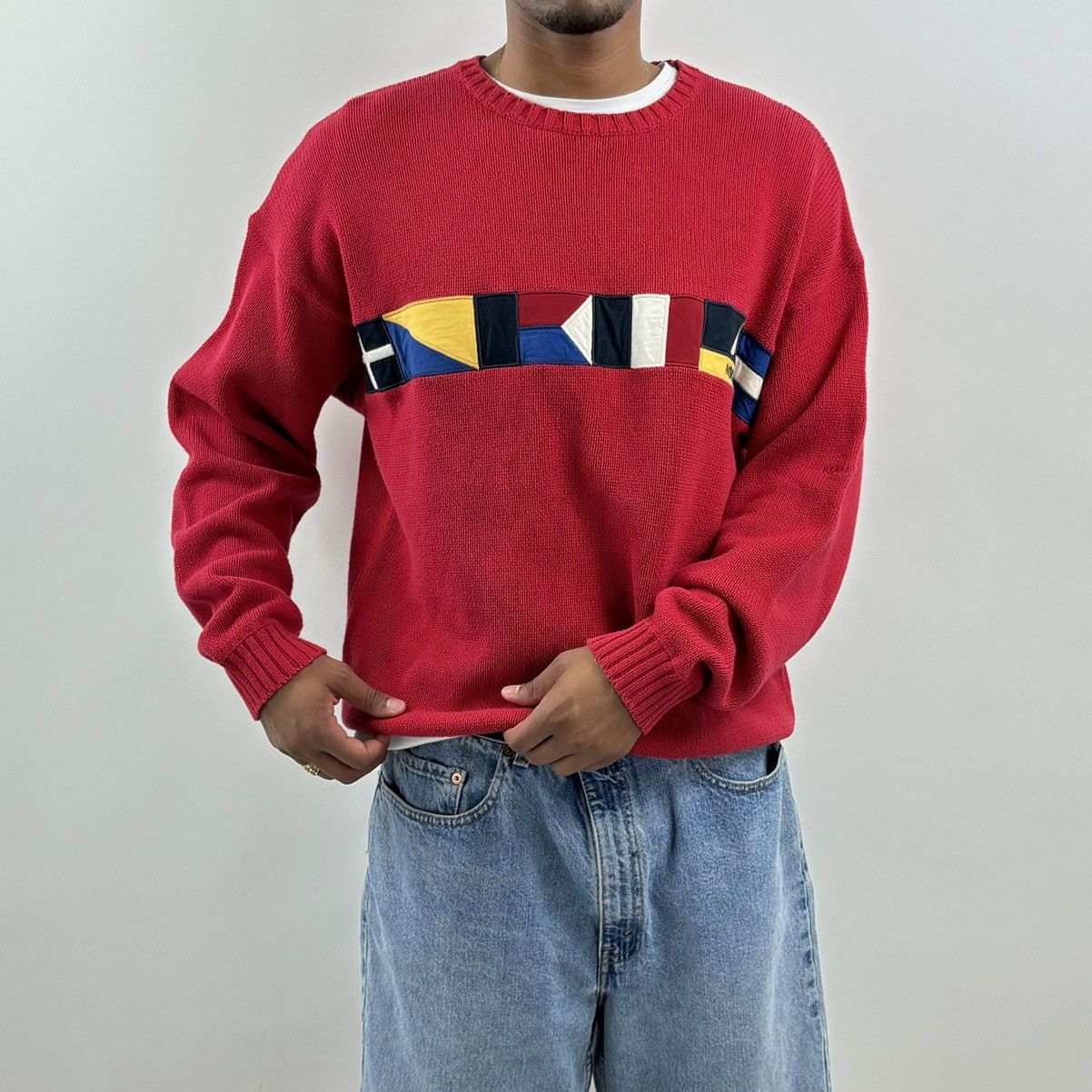 Japanese Brand × Nautica × Vintage vintage Y2K NAUTICA Sailing Flag Spellout Knit sweater Size US L / EU 52-54 / 3 - 1 Thumbnail