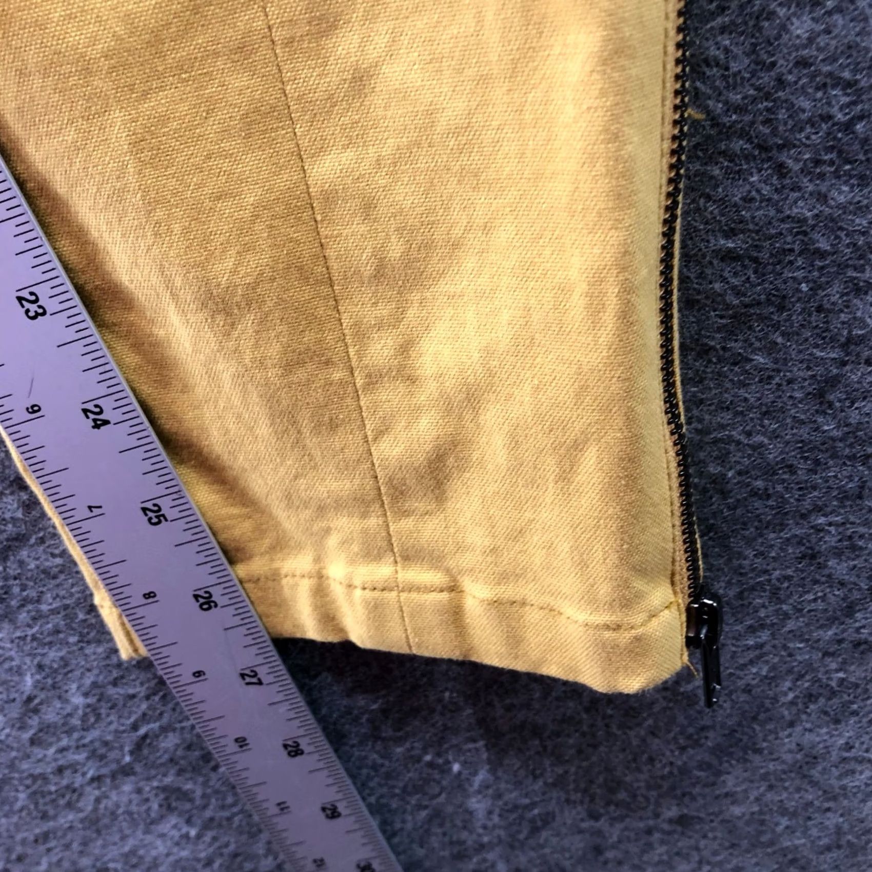 Theory Theory Slim Zip Ankle Pants Womens 0 Mustard Yellow Cotton Blend Trouser Low Rise Skinny Inseam 26.5 in Size 25" / US 0 / IT 36 - 7 Thumbnail