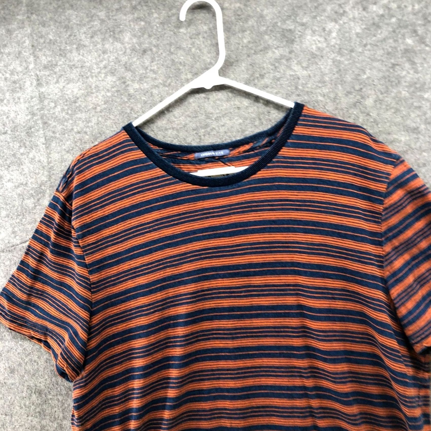 FatFace Fat Face T Shirt Mens XL Indigo Dye Short Sleeve Orange Blue Striped Cotton Crew Shirt Vintage? No Size US XL / EU 56 / 4 - 3 Thumbnail