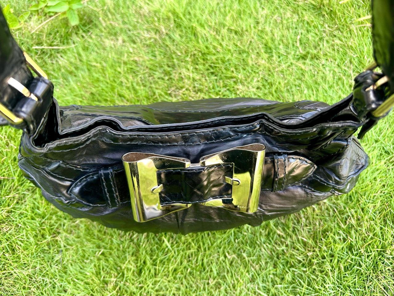 Gucci Authentic Gucci Black Dialux Coated Canvas Queen Large Hobo Size ONE SIZE - 4 Thumbnail