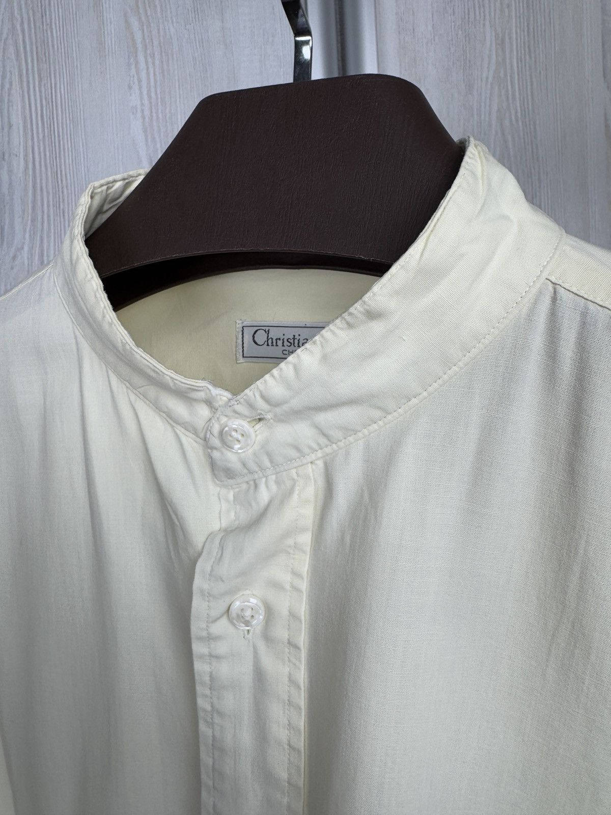 Christian Dior Monsieur Christian Dior Chemises VNTG 90s distressed collarless shirt Size US L / EU 52-54 / 3 - 11 Thumbnail