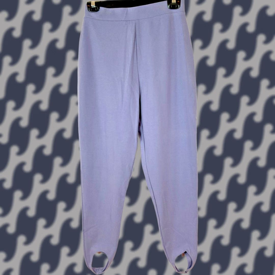 Vintage Metropolitan New York Stirrup Pants Purple Blue Hi Rise Womens L Pet, Women's (Size 36)