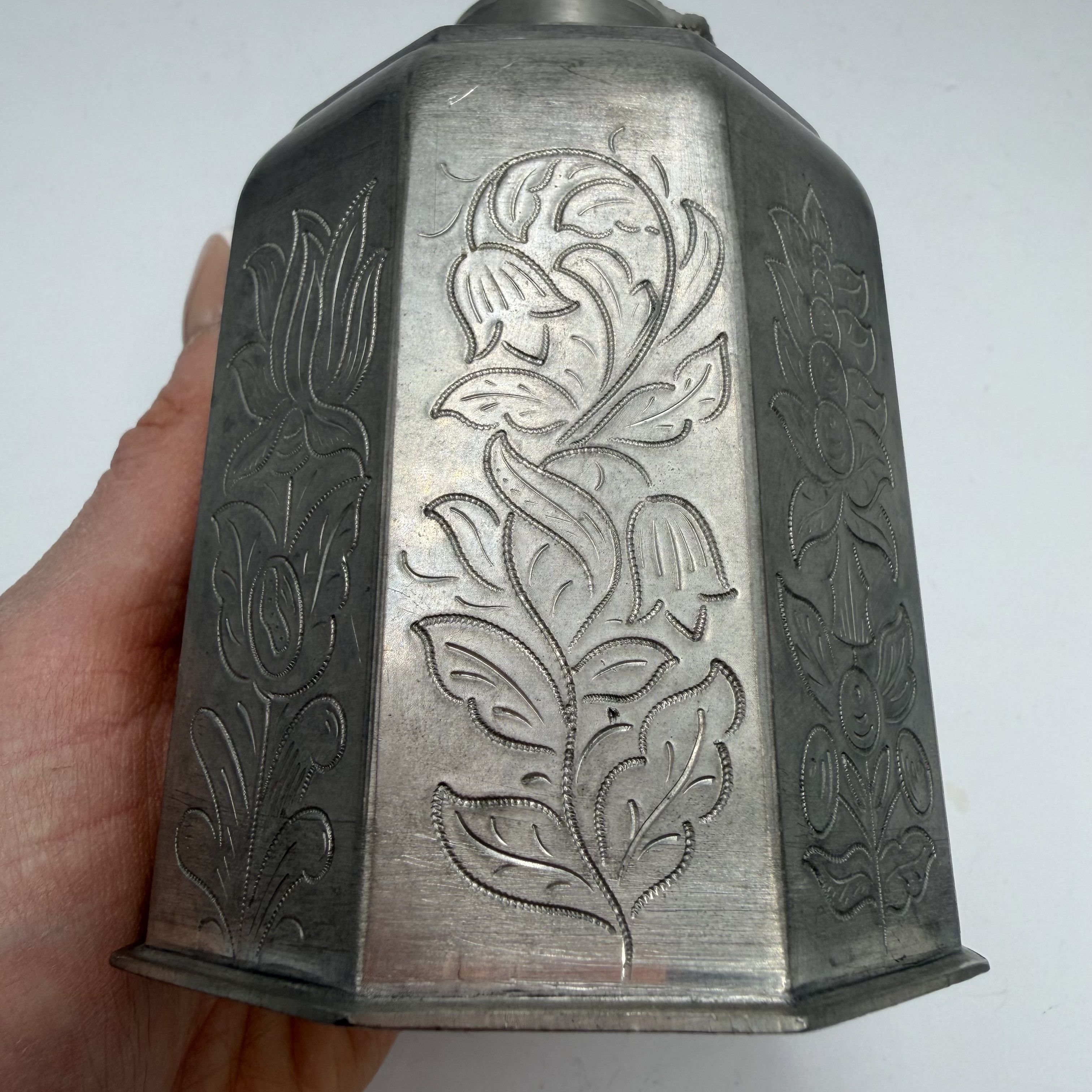 Vintage Vintage German Pewter Flask Octagonal Metal Bottle Size ONE SIZE - 7 Thumbnail