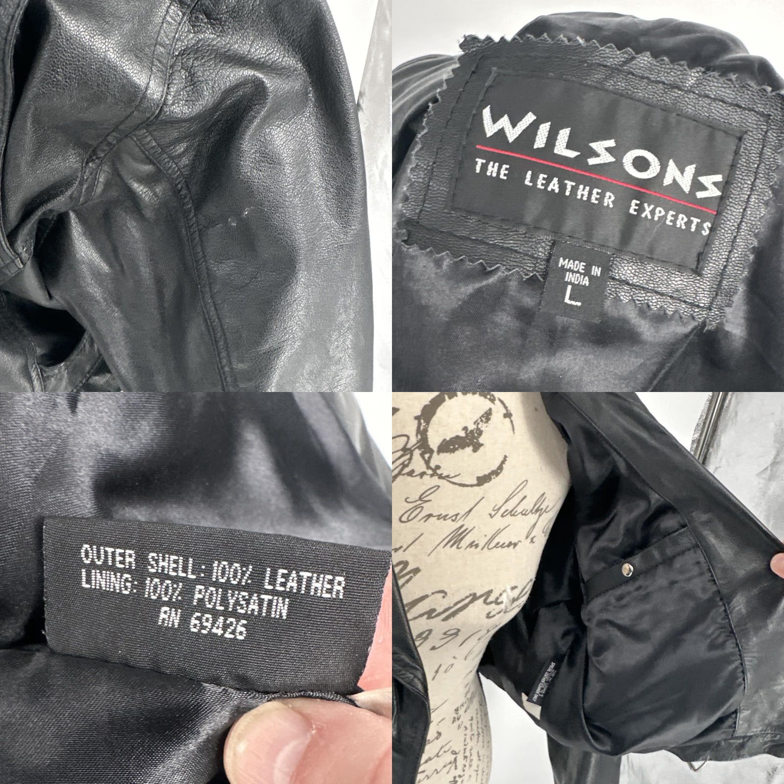 Vintage VINTAGE Wilsons Leather Jacket Womens Large Black Cropped Moto Belted Zip Biker Punk Jacket Size L / US 10 / IT 46 - 8 Thumbnail