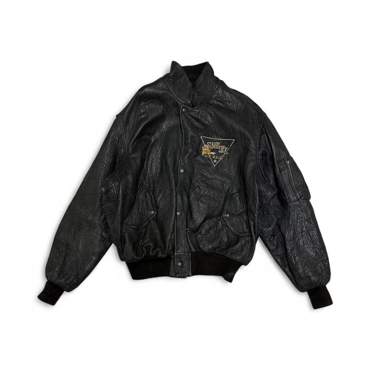 Genuine Leather Vintage 80s SINGULIER AIR MAIL FLIGHT BOMBER JACKET LEATHER Size US XL / EU 56 / 4 - 2 Thumbnail