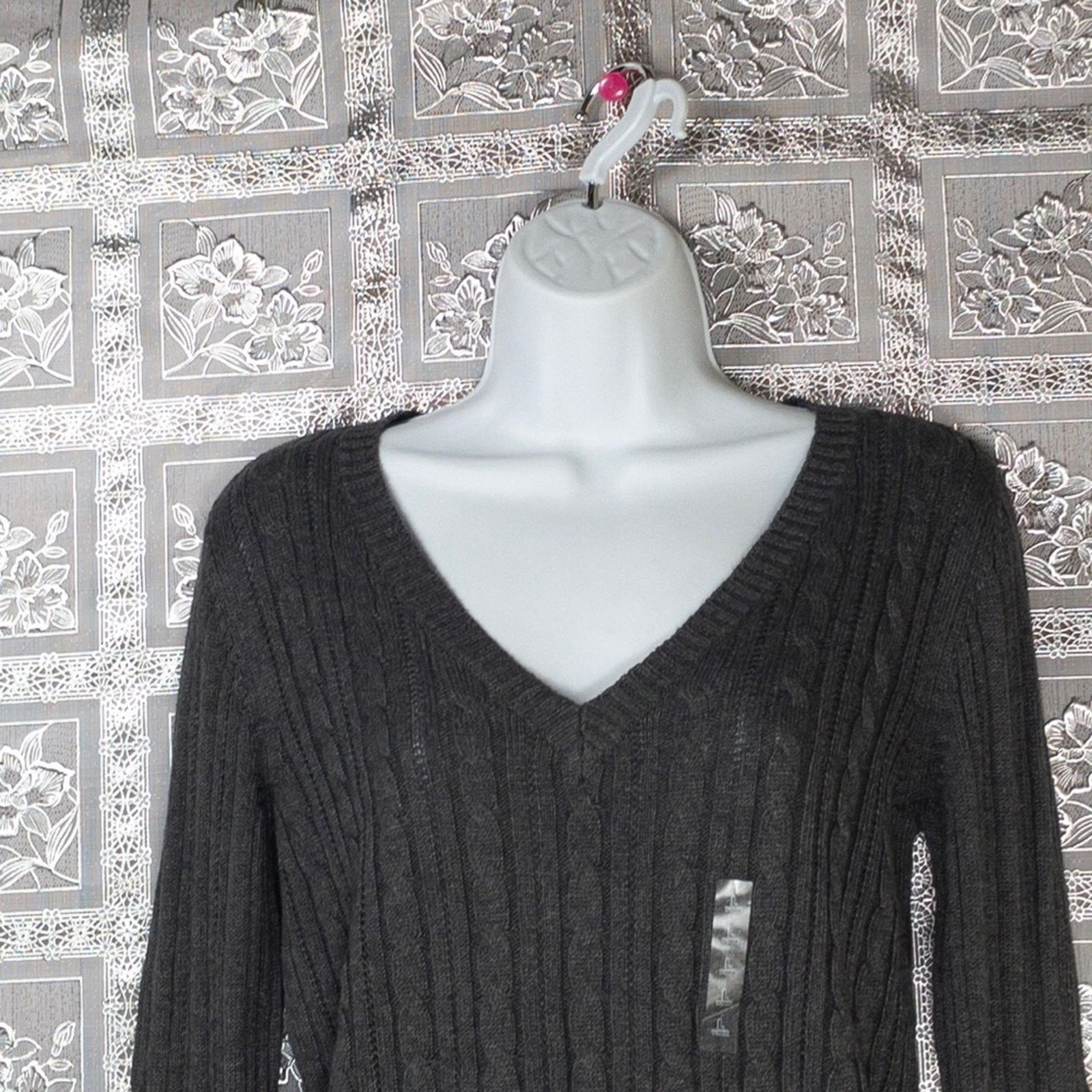 Other NWT Arizona Jean Charcoal Gray Cable Knit Sweater Size L / US 10 / IT 46 - 4 Thumbnail