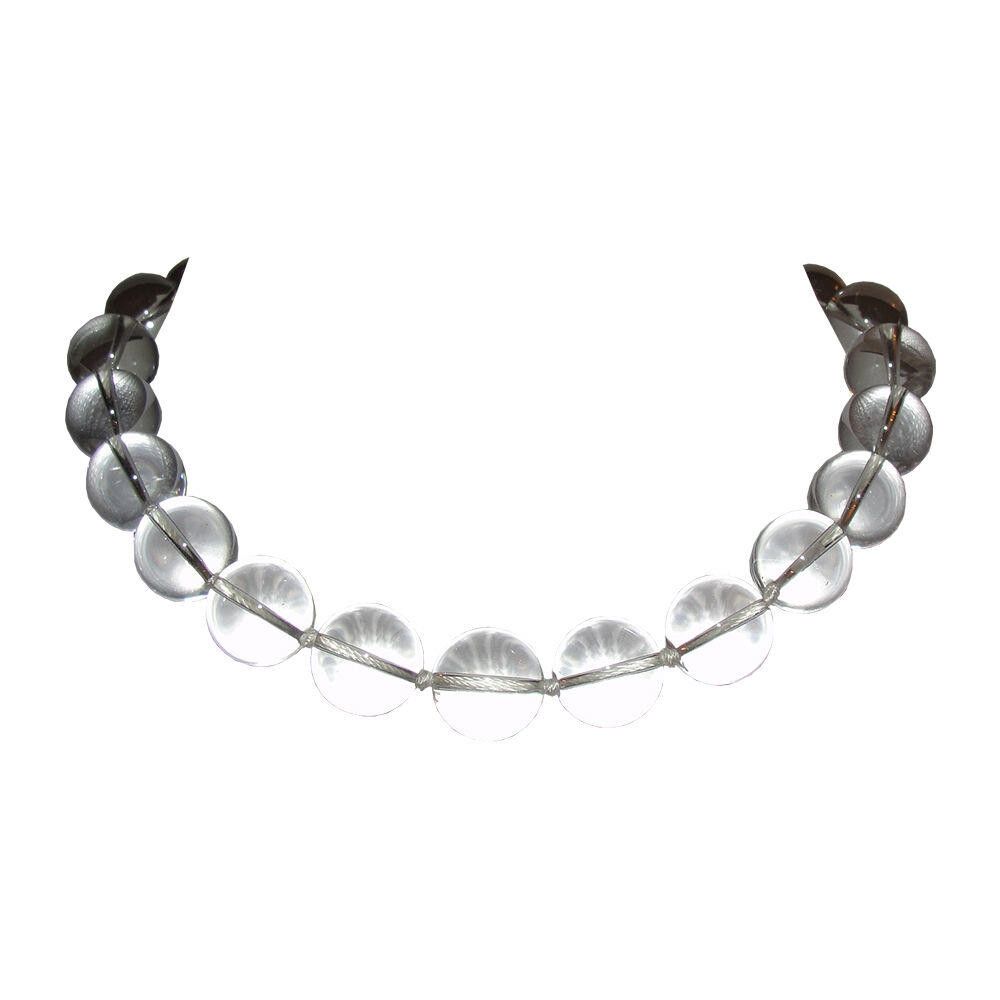 Pools of Light Rock Crystal Quartz Princess Bead Necklace