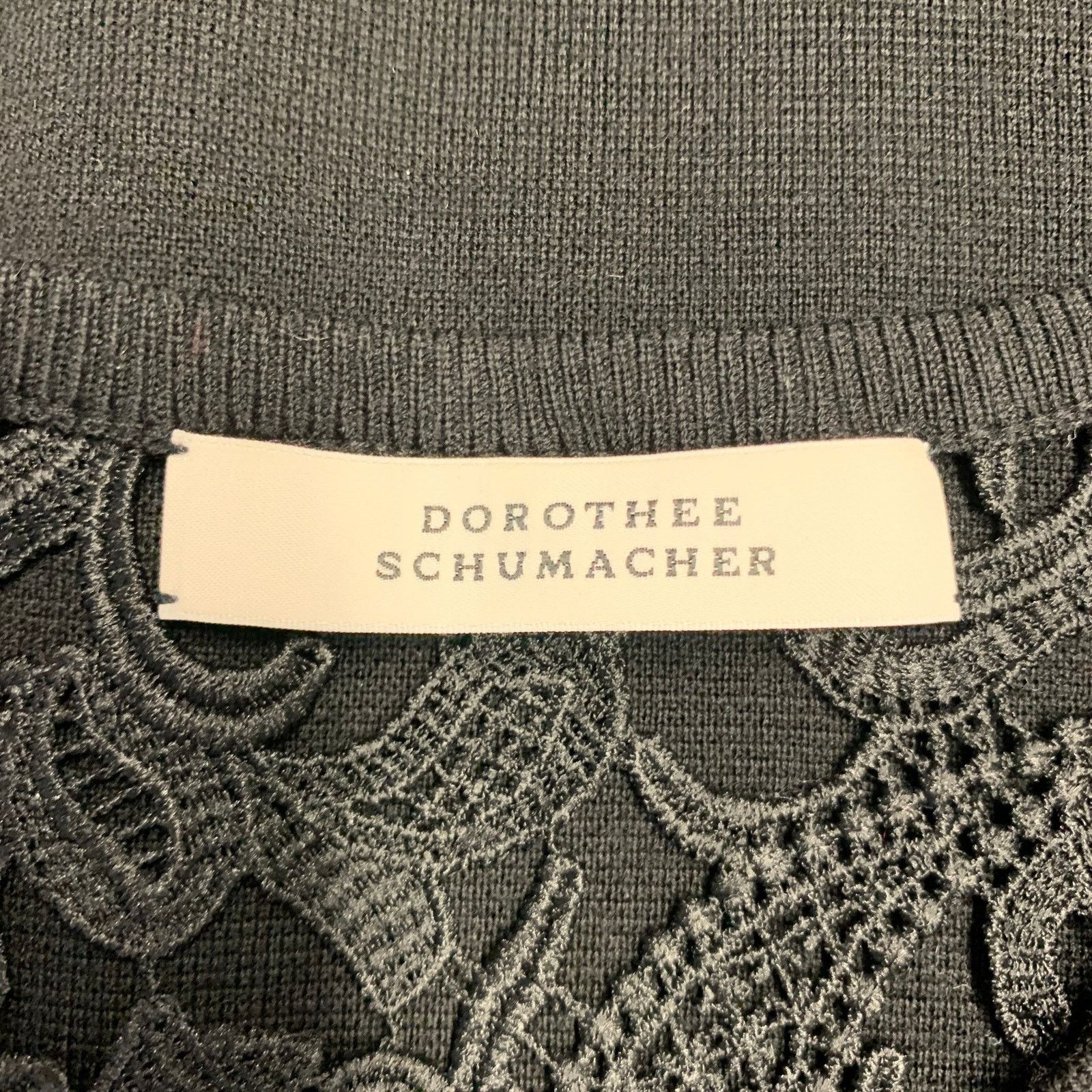 DOROTHEE SCHUMACHER DOROTHEE SCHUMACHER 2 Black Virgin Wool Lace Panel Cardigan Size XS / US 0-2 / IT 36-38 - 6 Thumbnail