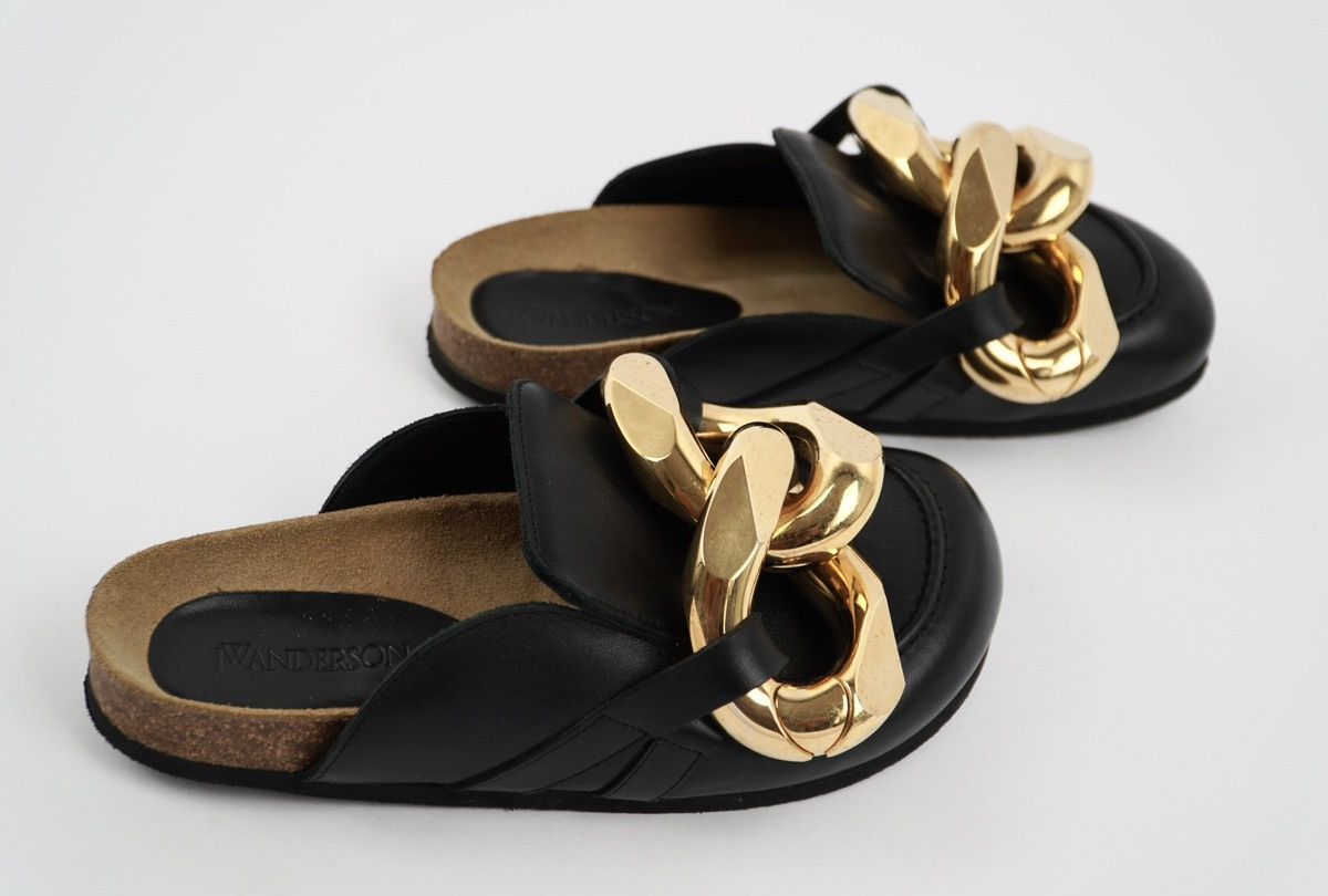 JW Anderson J.W.Anderson - Chain Loafers Mules - Black Leather Size US 7 / IT 37 - 8 Thumbnail