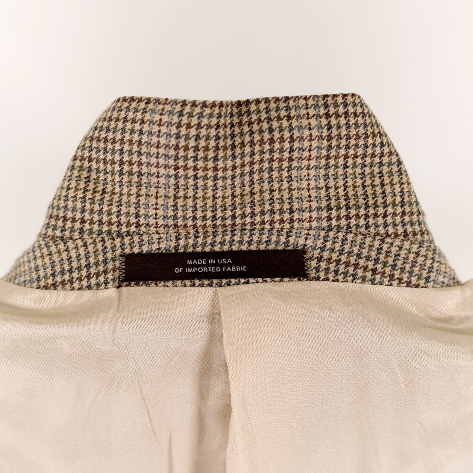 Joseph Abboud Joseph Abboud Classic Wool Silk Green Beige Blue Houndstooth Size 42R - 17 Thumbnail