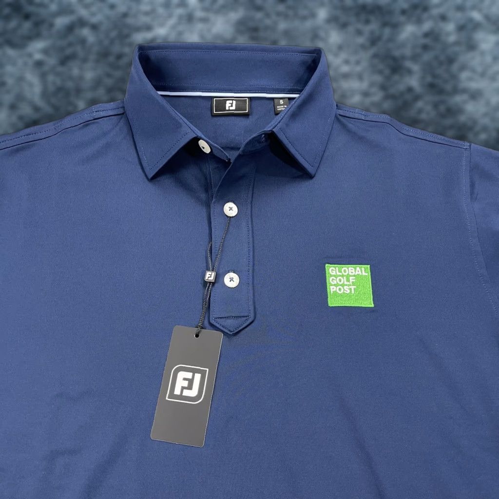 Footjoy FootJoy Polo Shirt Mens Small Blue Global Golf Post Logo Lisle Stretch NWT Size US S / EU 44-46 / 1 - 1 Thumbnail