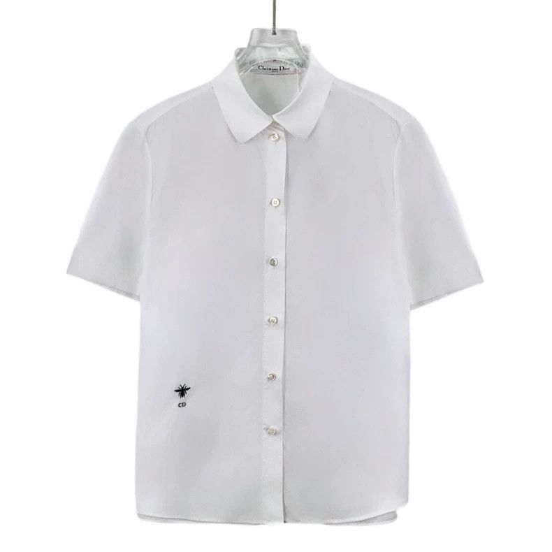 Dior Dior White bee embroidered cotton lapel single-breasted sh Size XS / US 0-2 / IT 36-38 - 1 Thumbnail