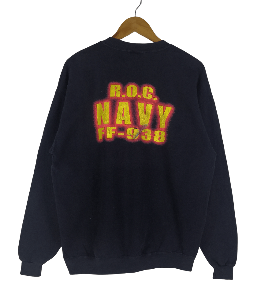 Vintage Vintage 90s R.O.C. Navy FF-938 Sweatshirt Navy Army Sweater Size US L / EU 52-54 / 3 - 1 Thumbnail
