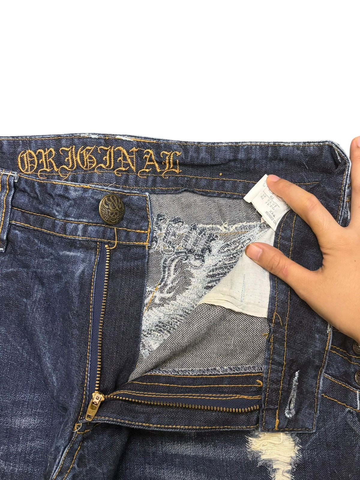 If Six Was Nine Vintage Japanese Brand Double Wing Distress Flare Jeans Size 32" / US 10 / IT 46 - 5 Thumbnail