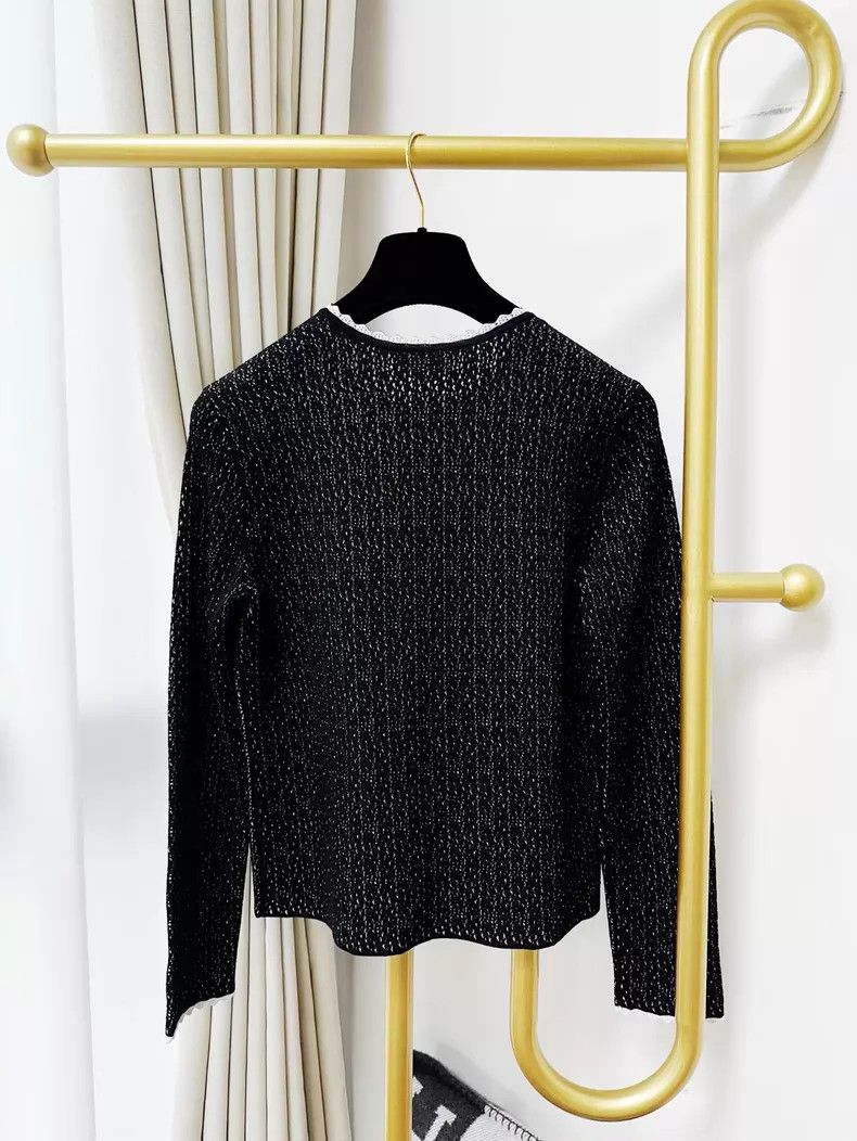 Chanel Chanel Long-sleeved knitted cardigan with white edge coat Size XXS / US 00 / IT 34 - 3 Thumbnail
