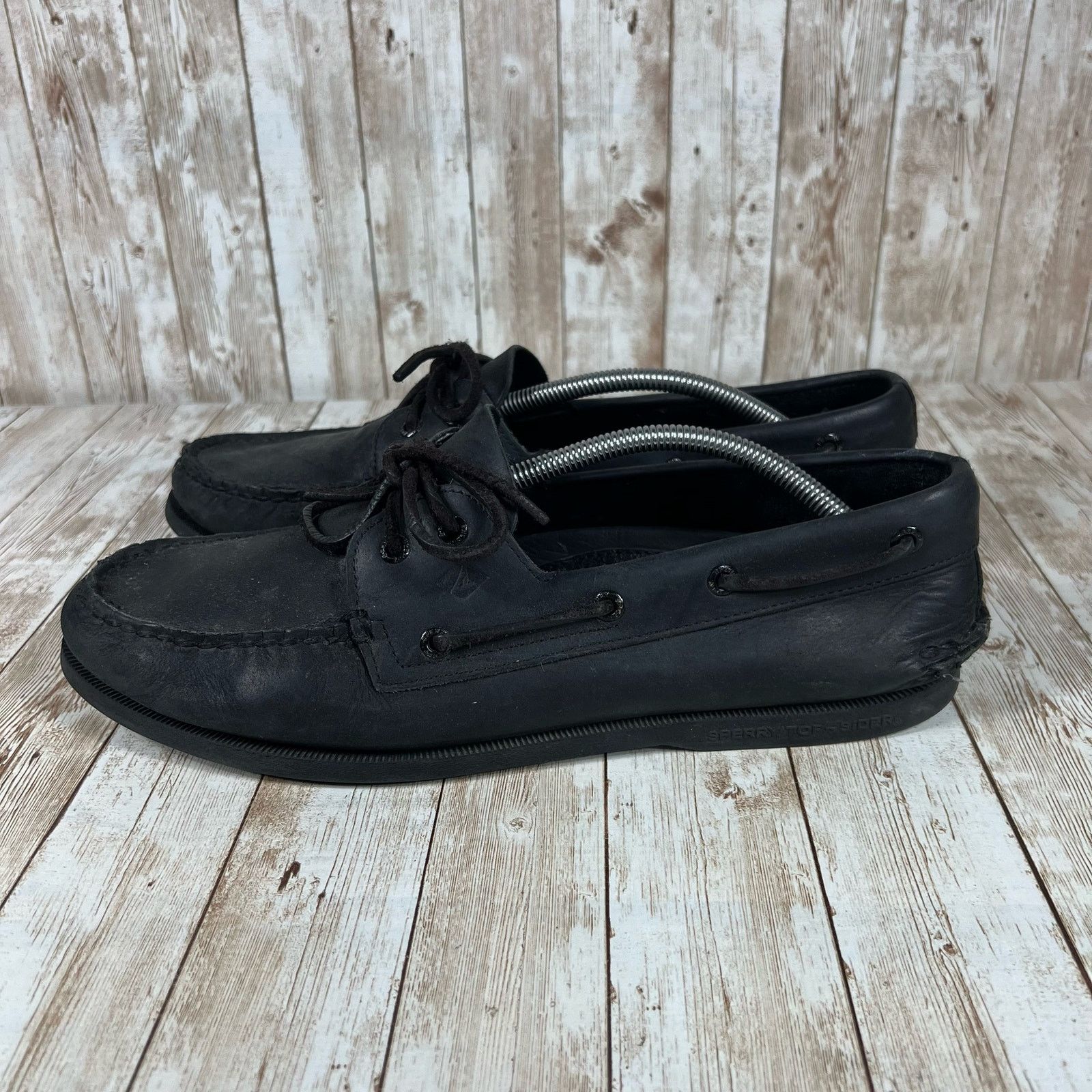 Sperry Sperry top sider boat shoe Mens 13 black leather Size US 13 / EU 46 - 2 Thumbnail