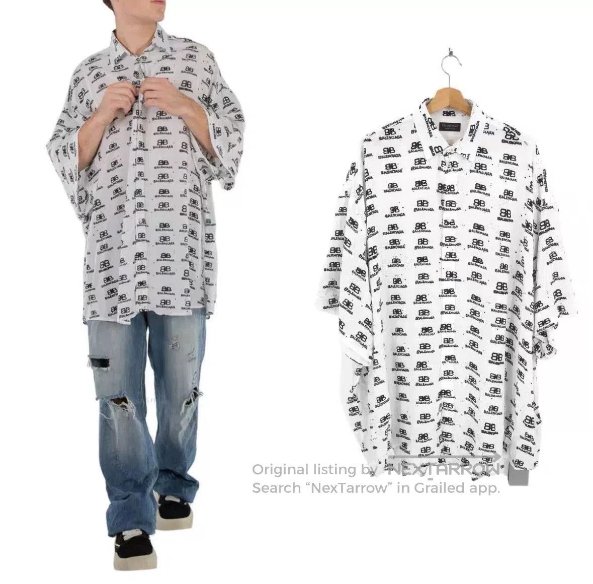 Balenciaga balenciaga oversized all over logo shirt. Size US M / EU 48-50 / 2 - 1 Thumbnail