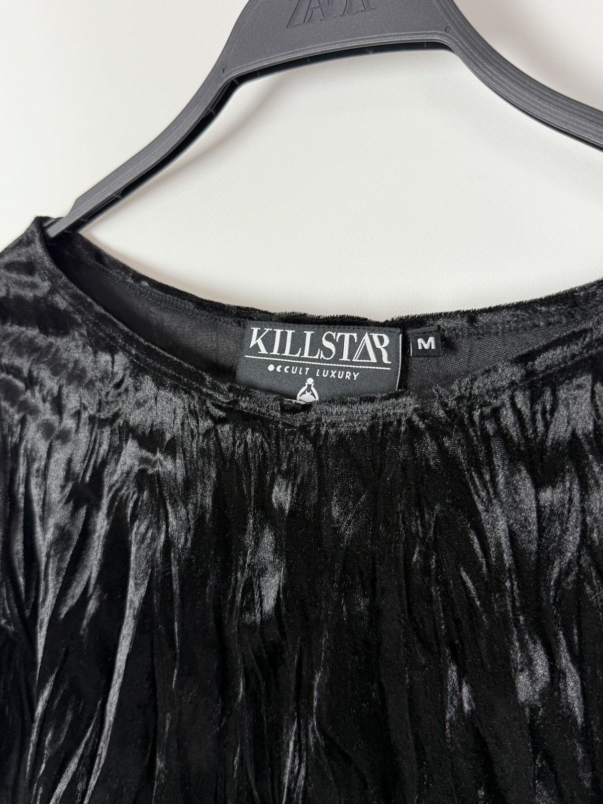 Killstar Killstar Black Crinkled Velour Crop Top M Gothic Grunge Size M / US 6-8 / IT 42-44 - 5 Thumbnail