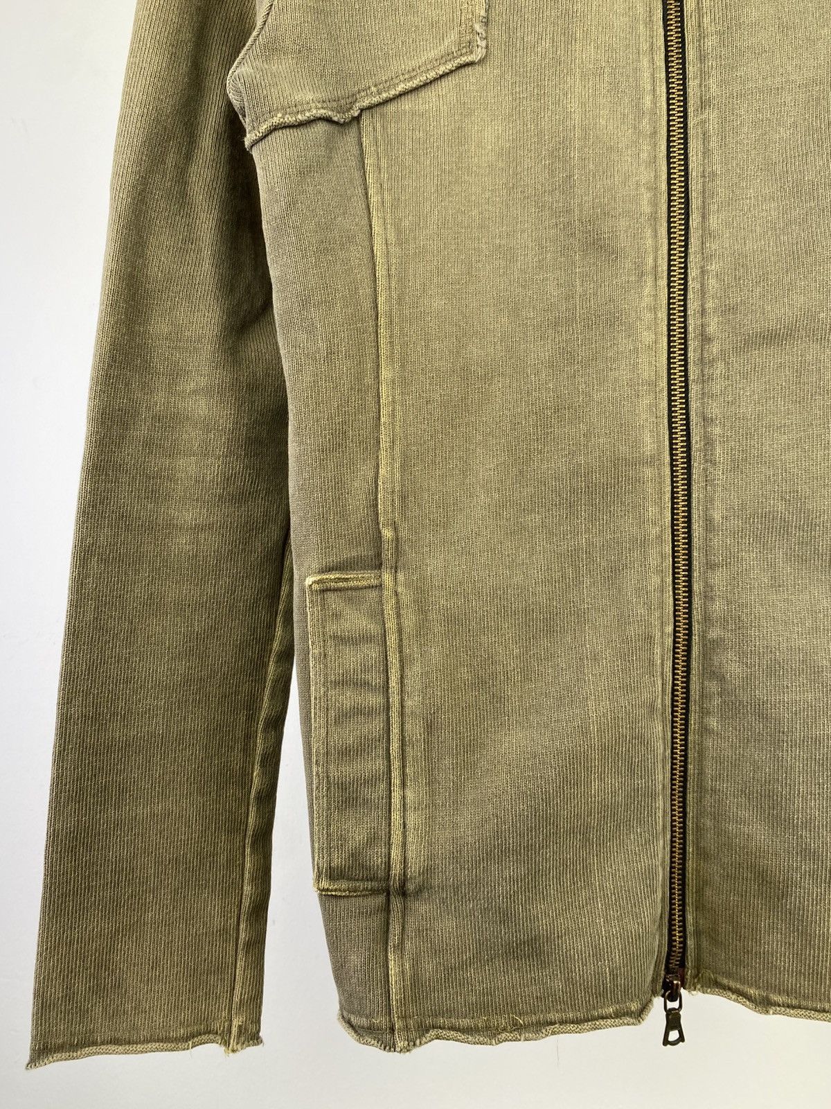Japanese Brand No ID Y2K Distressed Zip Hoodie Jacket Olive Fade Slim Fit Size US M / EU 48-50 / 2 - 9 Thumbnail