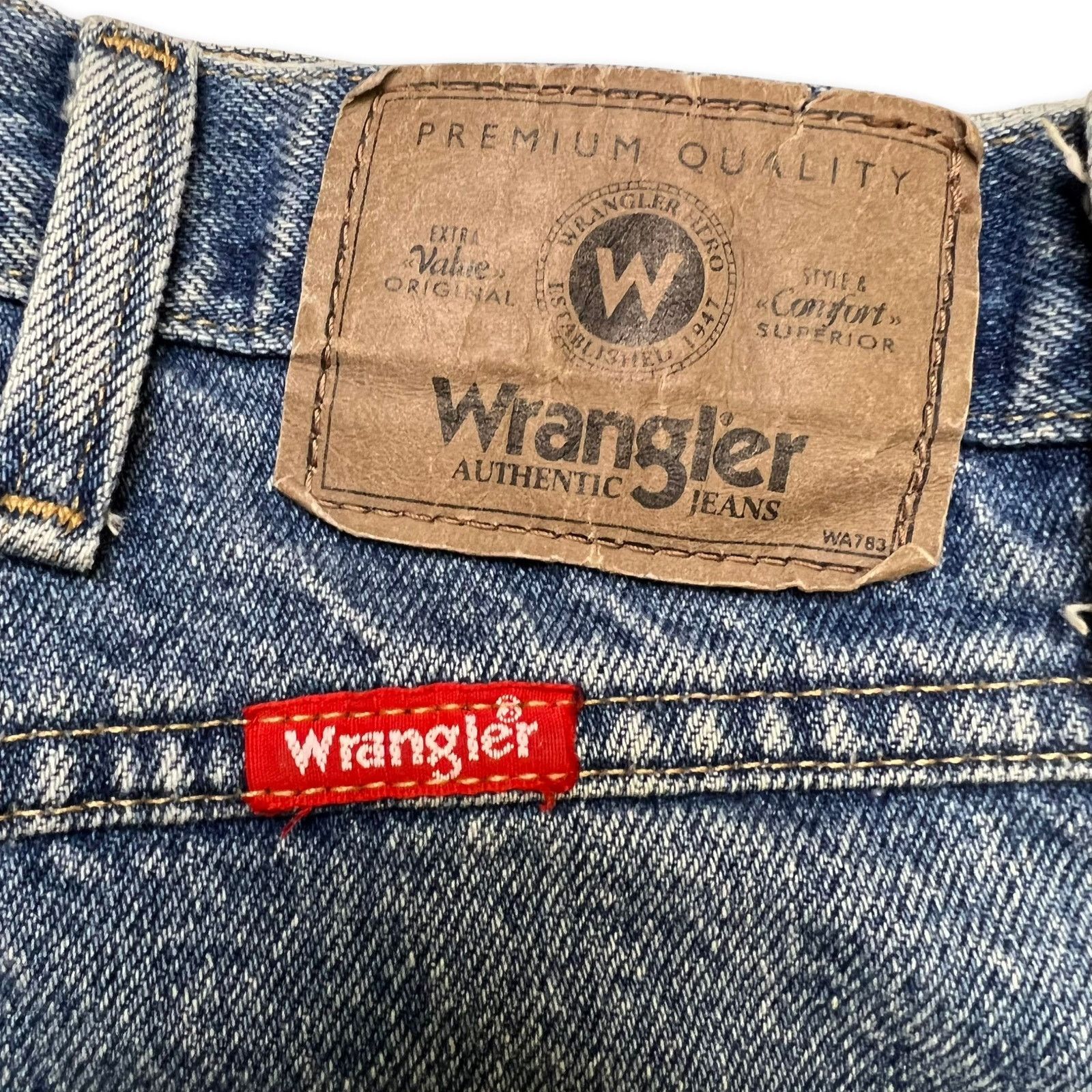 Vintage × Wrangler Wrangler Jeans 36x32 Blue Regular Fit Work Wear Denim Pants Size US 36 / EU 52 - 4 Thumbnail