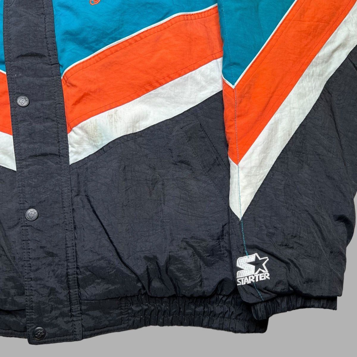 NFL × Starter × Vintage Vtg 1990s NFL Miami Dolphins Zip Up Starter Puffer Jacket Size US XL / EU 56 / 4 - 11 Thumbnail