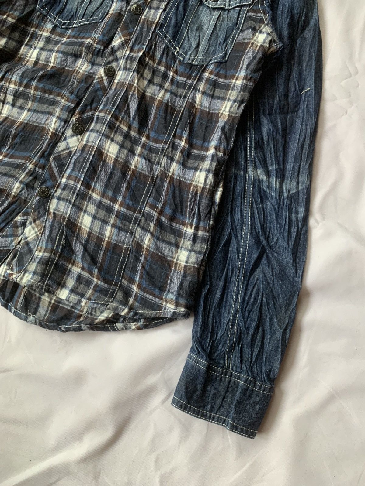 Japanese Brand IN THE ATTIC Double Layered Flannel Denim With Hoodie Shirt Size US S / EU 44-46 / 1 - 2 Thumbnail