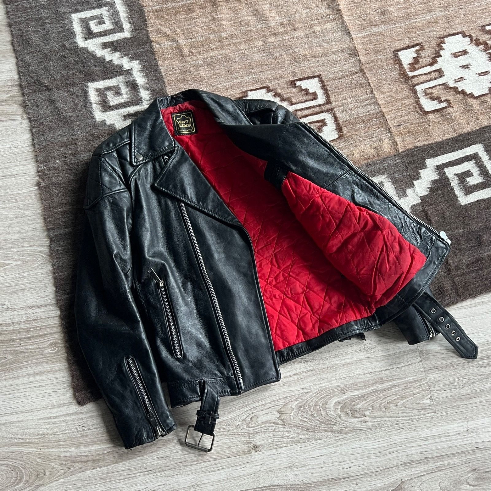 Genuine Leather Vintage Echt Leder Leather Biker Motorcycle Jacket 9918AC Size US M / EU 48-50 / 2 - 2 Thumbnail