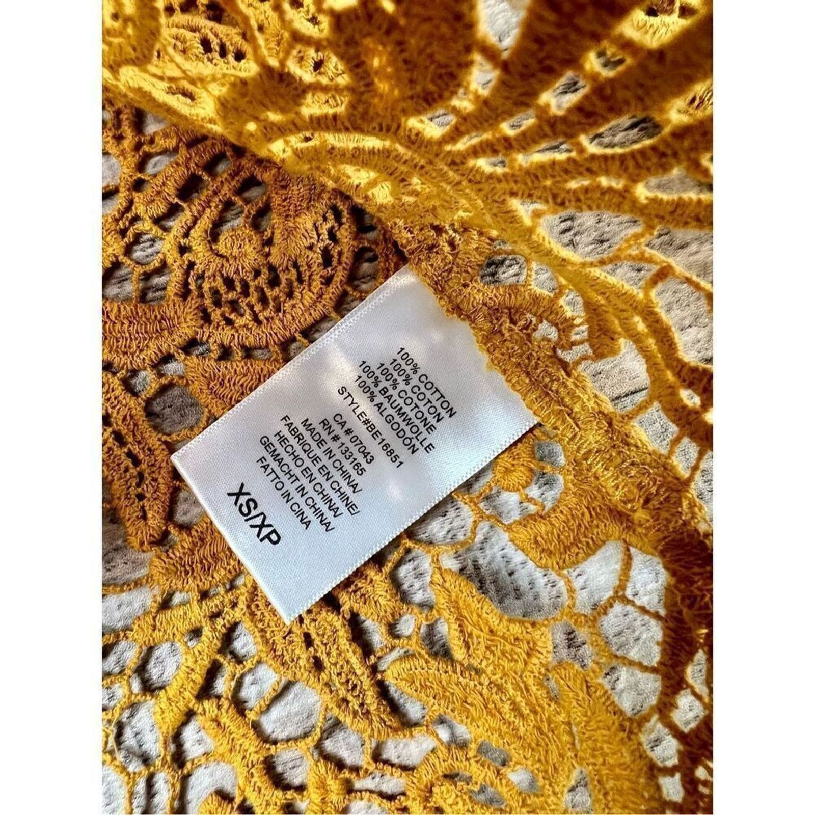 Anthropologie Eri + Ali Anthropologie Yellow Crocheted Lace Blouse XS NWT Size XS / US 0-2 / IT 36-38 - 10 Thumbnail