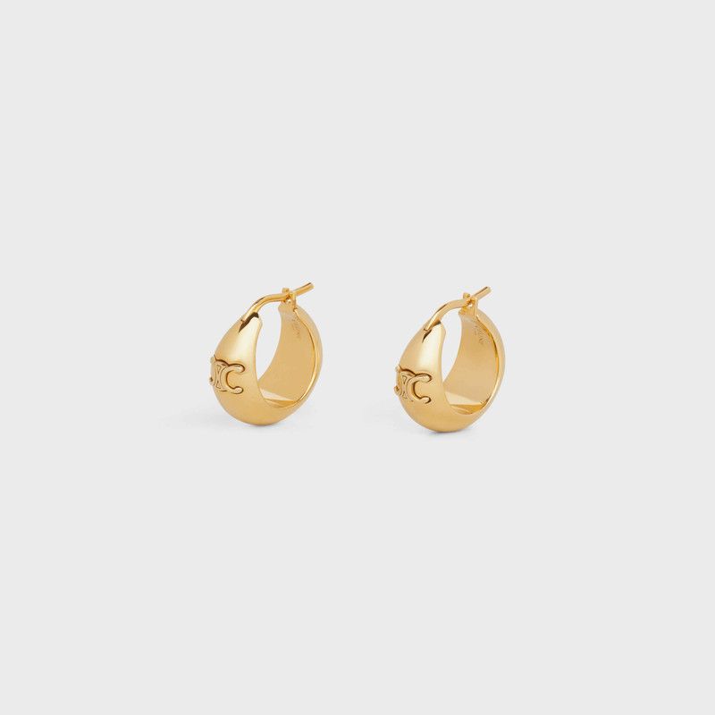 Celine o1loc1c0226 Size :OS/Triomphe Bold Hoops In Brass in Golden Size ONE SIZE - 2 Thumbnail