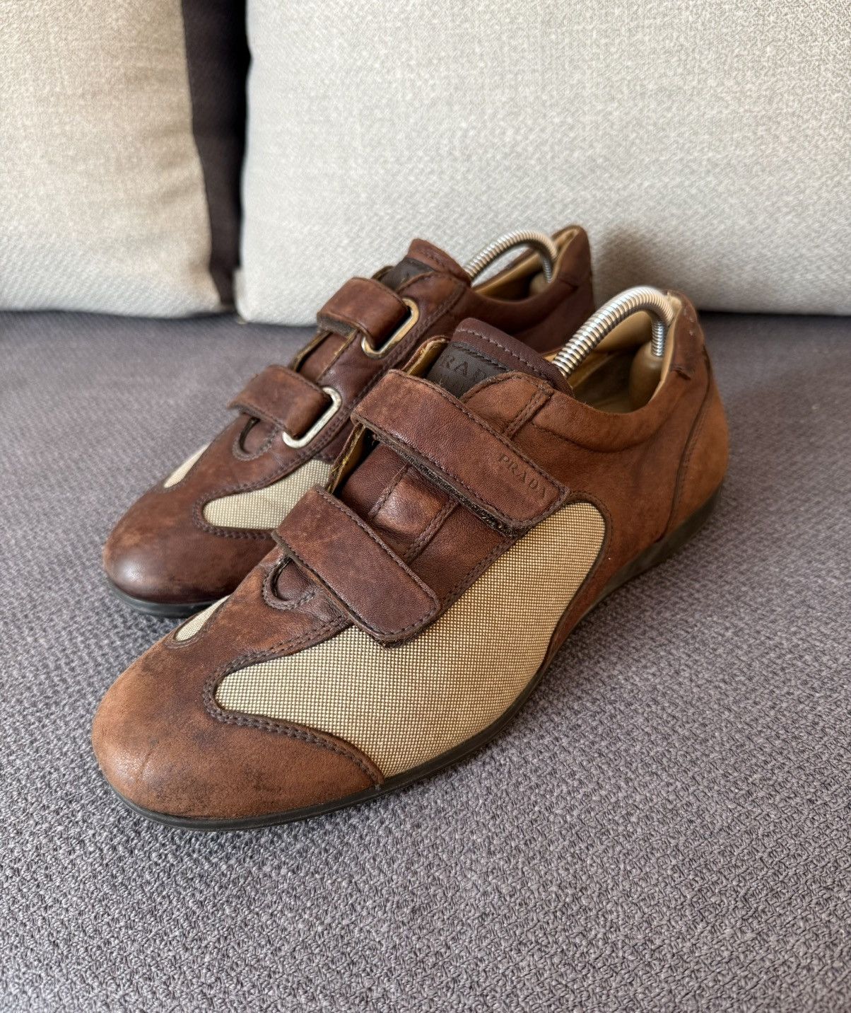 Prada Prada Velcro Vintage Leather Men’s Brown Shoes Size 8 Size US 8 / EU 41 - 2 Thumbnail
