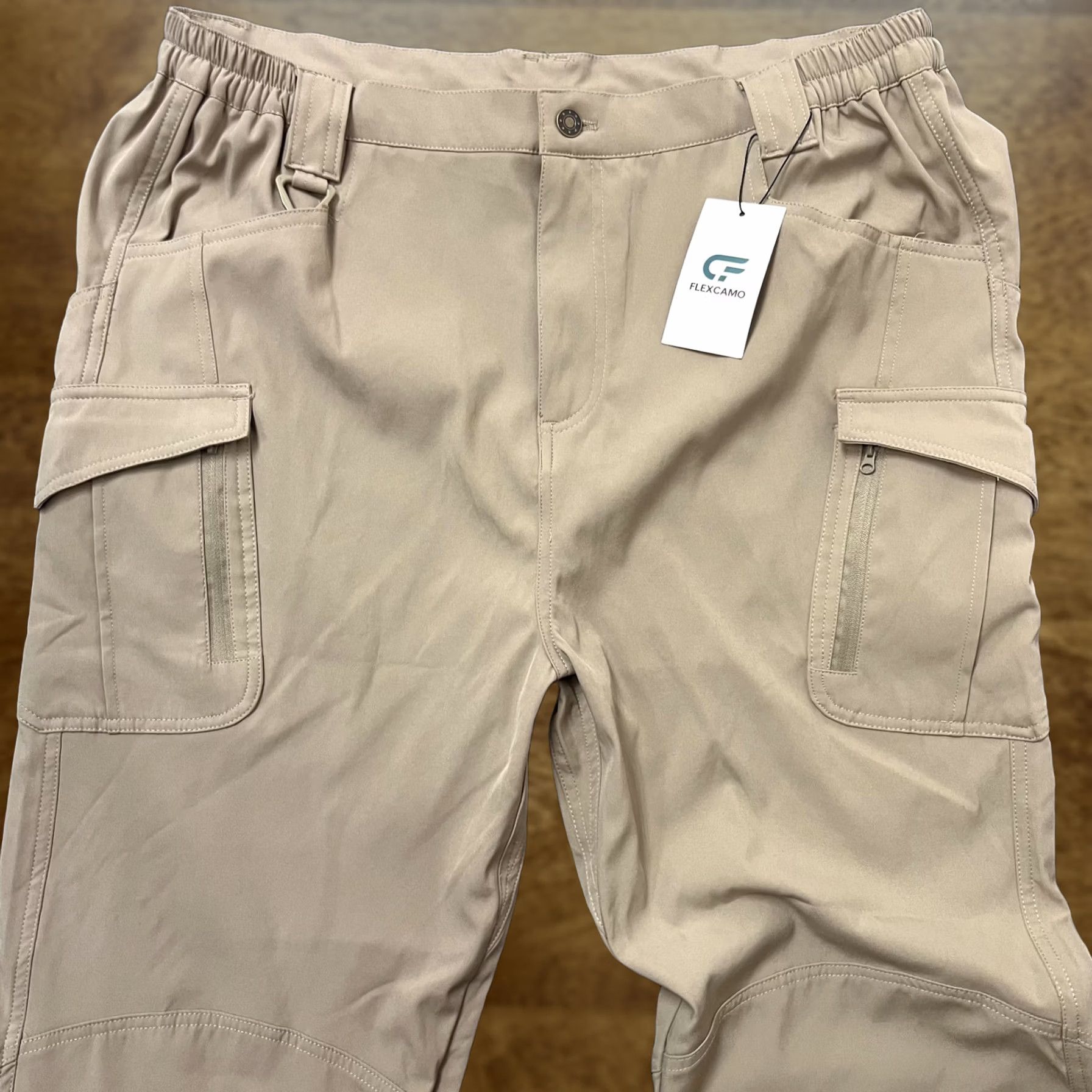 Vintage FLEXCAMO Tactical Series Pants Mens 2XL Beige Cargo Elastic Waist Outdoor Pants Mens 2XL Beige Cargo Pocket Zipper Workwear Casual Outdoor Size US 39 - 1 Thumbnail