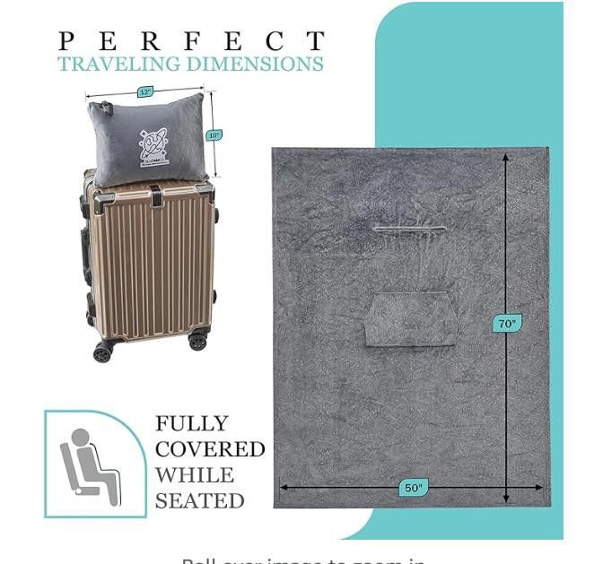 Designer Travel Blanket, 50x70" use as blanket,pillow, put in carryon Size ONE SIZE - 4 Thumbnail