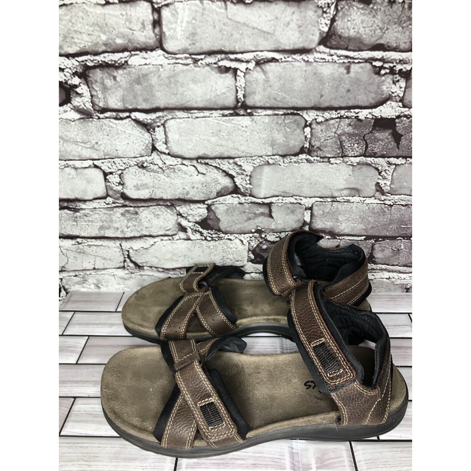 Clarks Clarks Brown Leather Synthetic Hiking Outdoor Strap Sandals Size US 11 / EU 44 - 14 Thumbnail