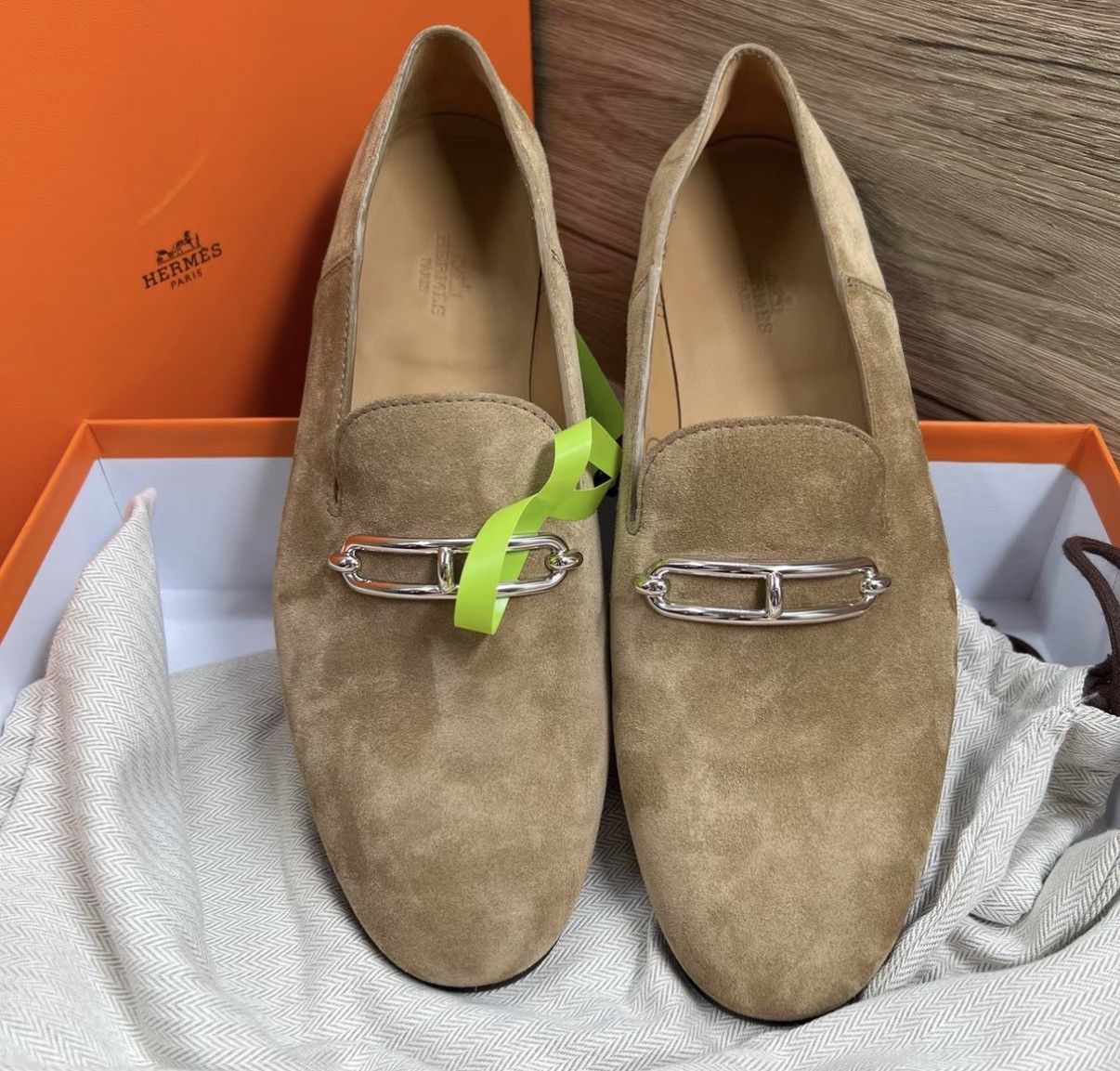 Hermes Hermès Gentleman Khaki Pig Nose Loafers J41 Size US 7.5 / EU 40-41 - 2 Thumbnail