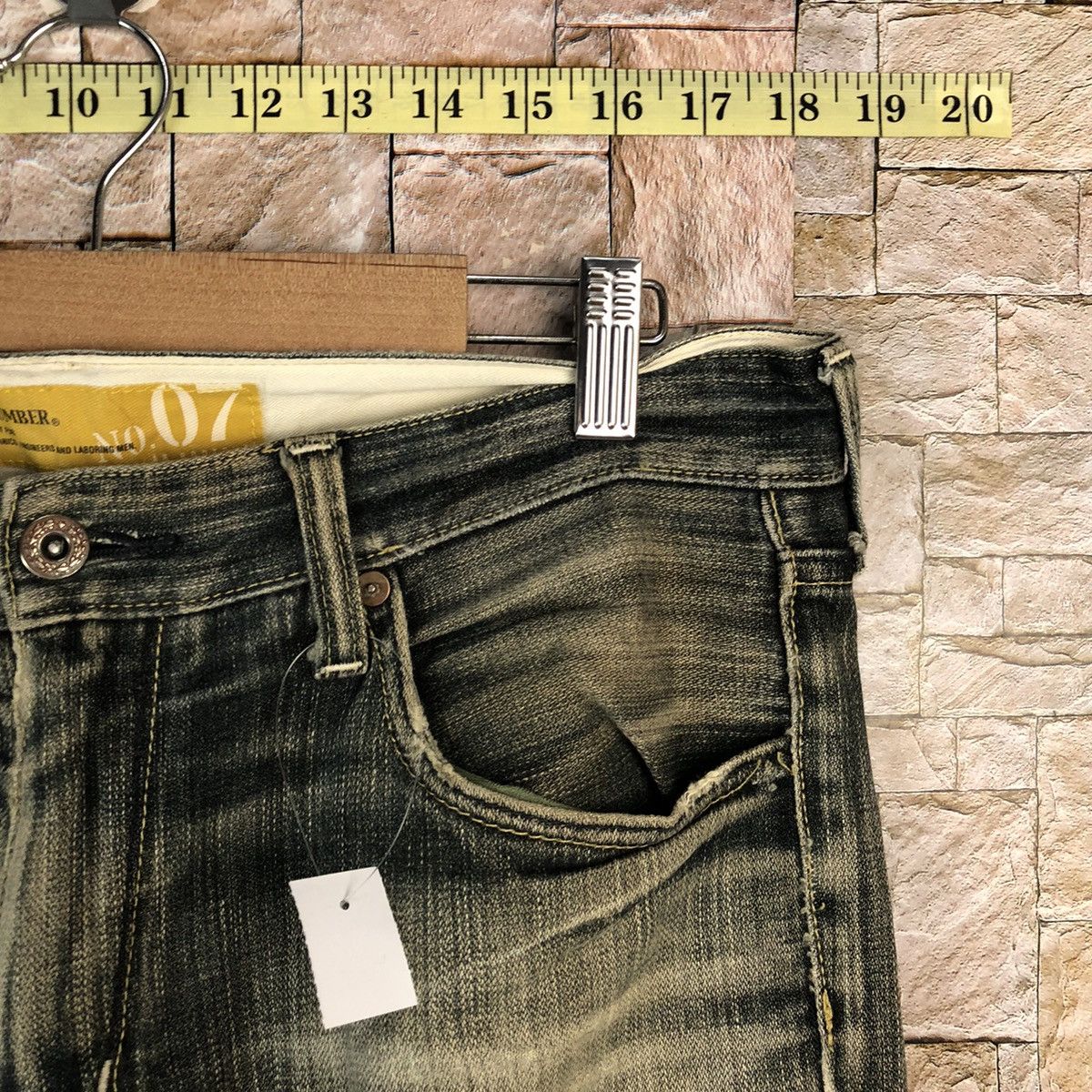 Japanese Brand Back Number Black faded vintage Denim Pants #A1009 Size US 31 - 8 Thumbnail