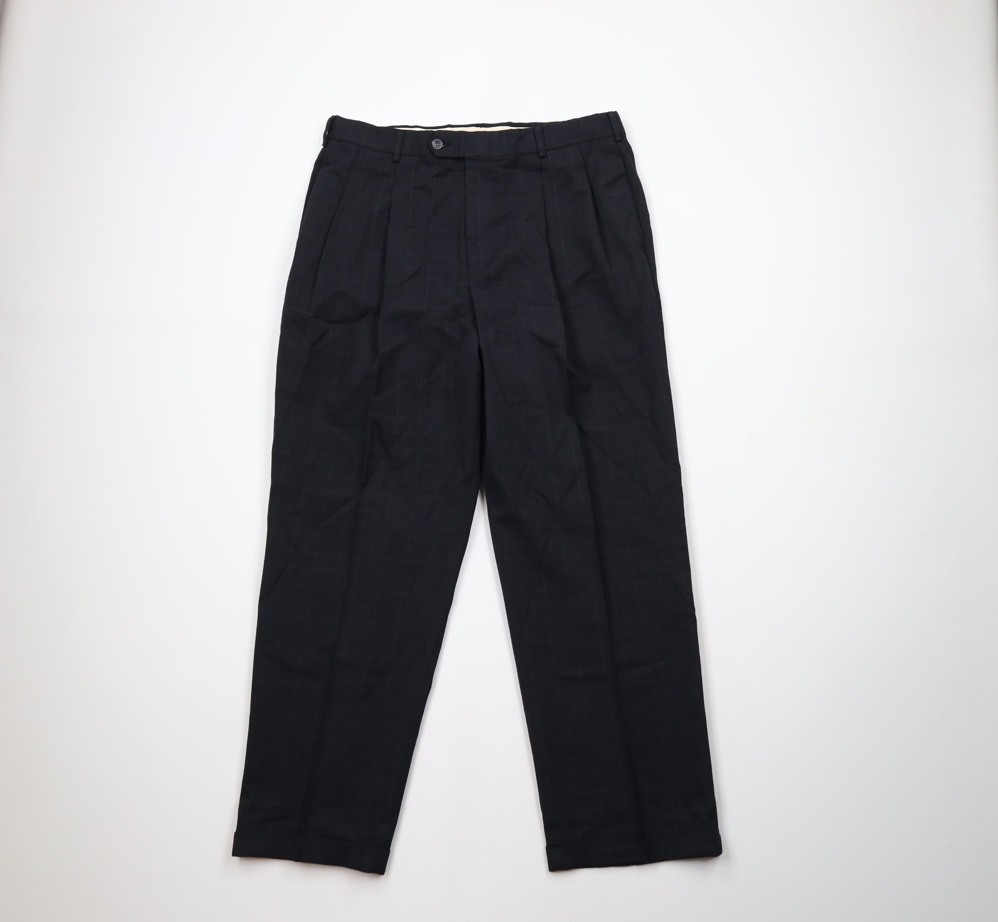 Vintage Vintage 90s Streetwear Cuffed Worsted Wool Chino Pants Plaid Size US 34 / EU 50 - 1 Thumbnail
