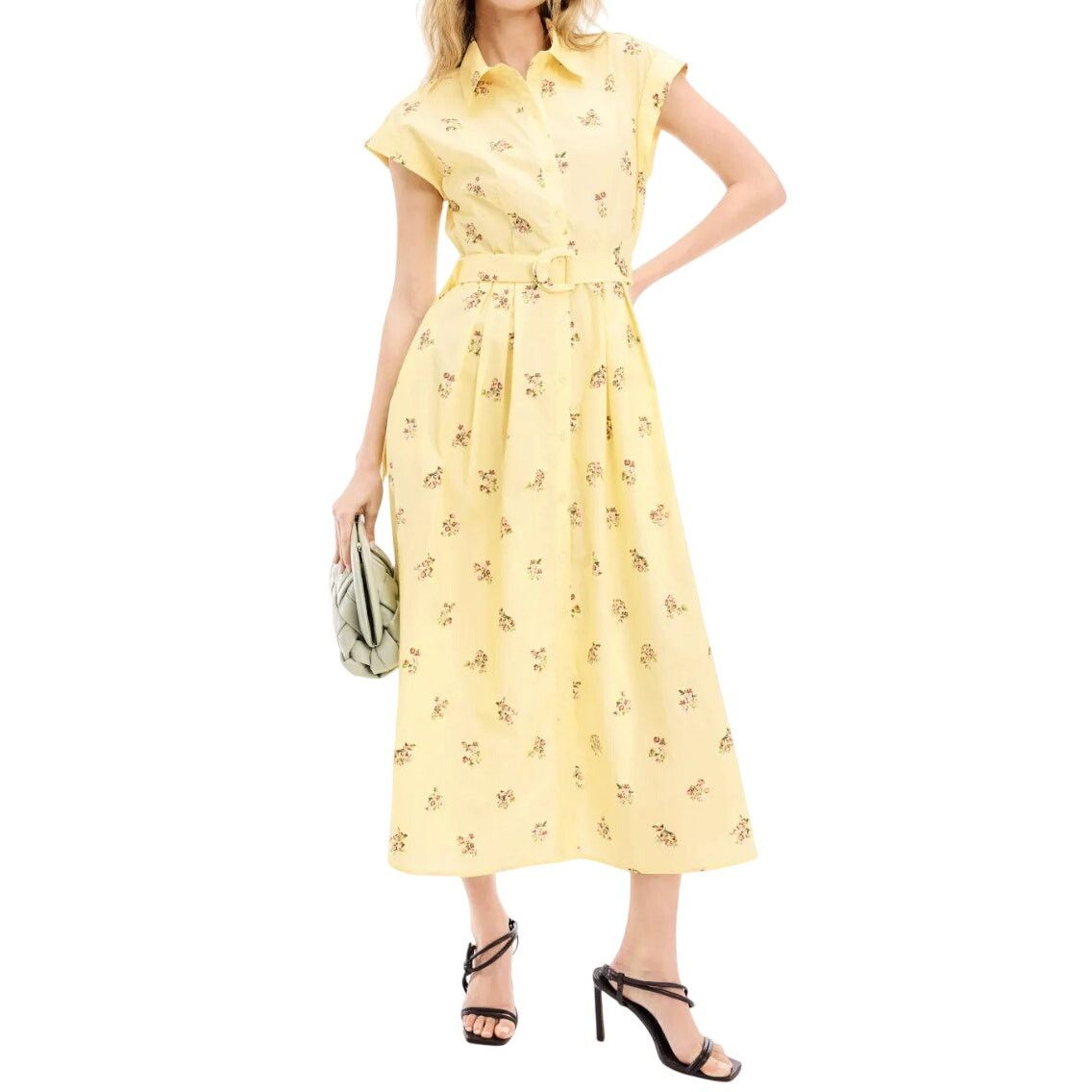 Adam Lippes Adam Lippes x RTR Belted Poplin Shirt Dress Yellow, Size 2 Size XS / US 0-2 / IT 36-38 - 2 Thumbnail