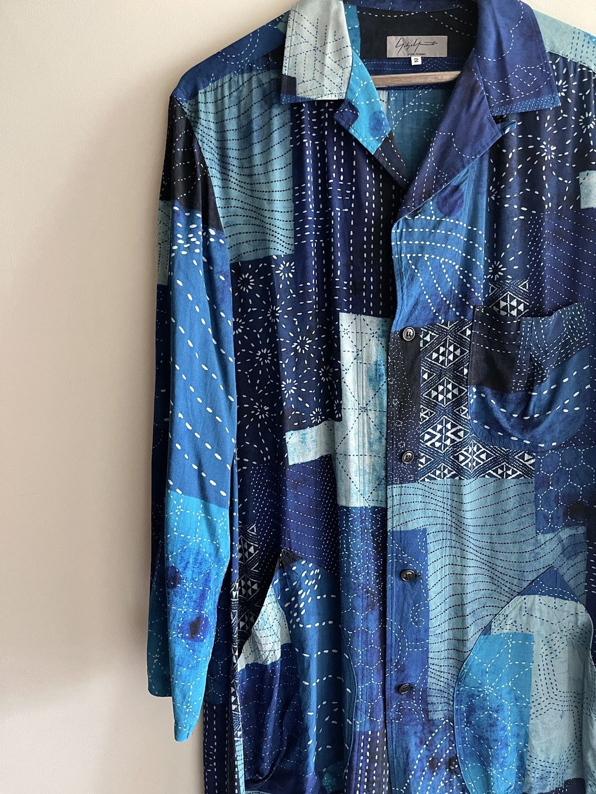 Yohji Yamamoto Yohji Yamamoto printed blue long shirt Size US M / EU 48-50 / 2 - 4 Thumbnail