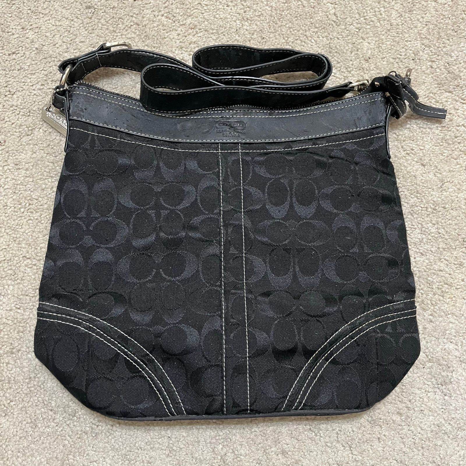 Coach Coach Medium Black Monogram Shoulder Purse Leather M3U 10403 Size ONE SIZE - 1 Thumbnail