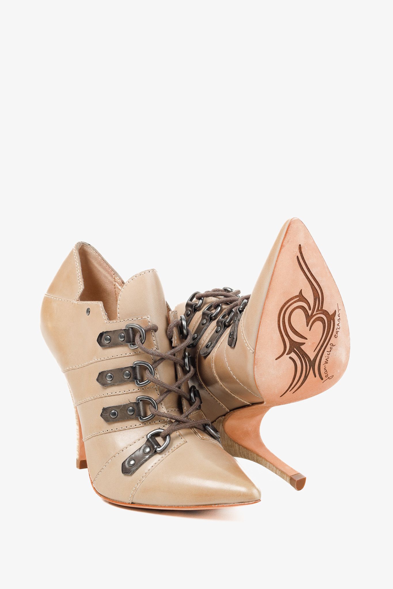CAZABAT Jean-Michel Cazabat Ida Pointed Toe Stacked Leather Heels Size US 7.5 / IT 37.5 - 4 Thumbnail