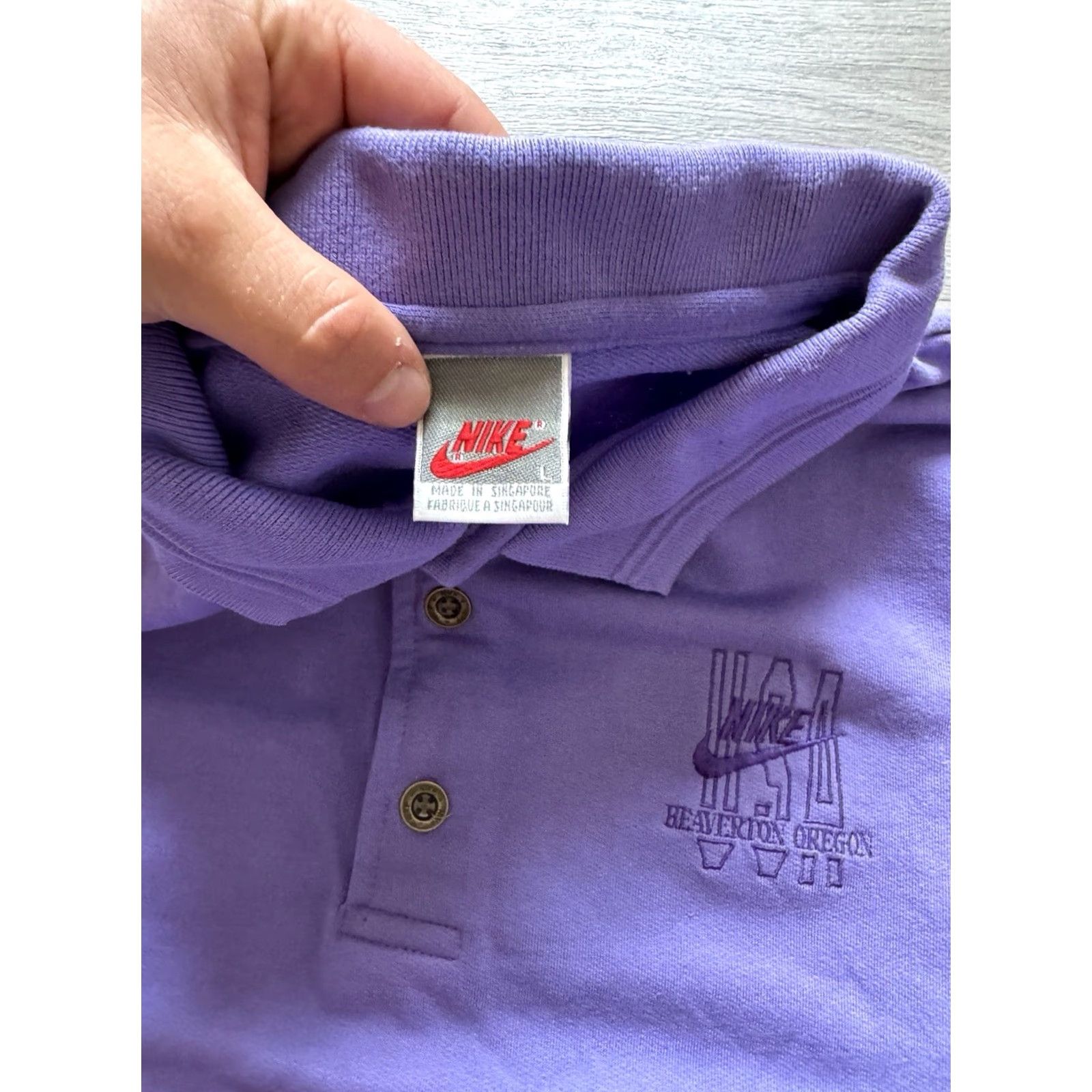 Nike VINTAGE Nike Polo Shirt L Purple USA 80s 90s Beaverton Oregon Mens Size US L / EU 52-54 / 3 - 4 Thumbnail