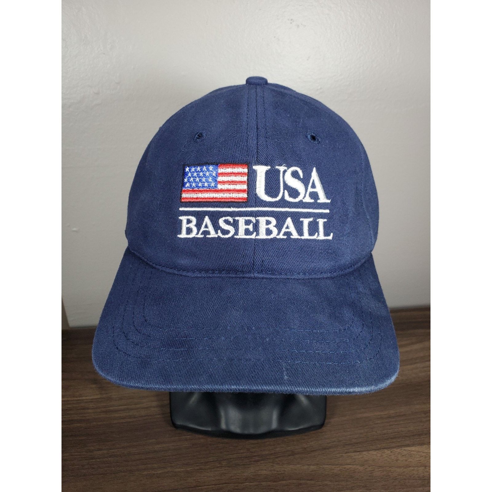 MLB × Vintage USA Baseball Hat Navy Blue Cap United States World Baseball Size ONE SIZE - 3 Thumbnail