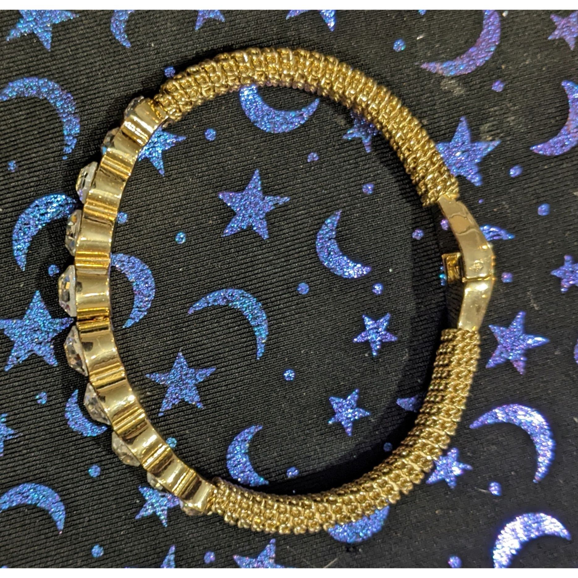 Other Gold Rhinestone Gemmed Statement Bracelet Size ONE SIZE - 5 Thumbnail
