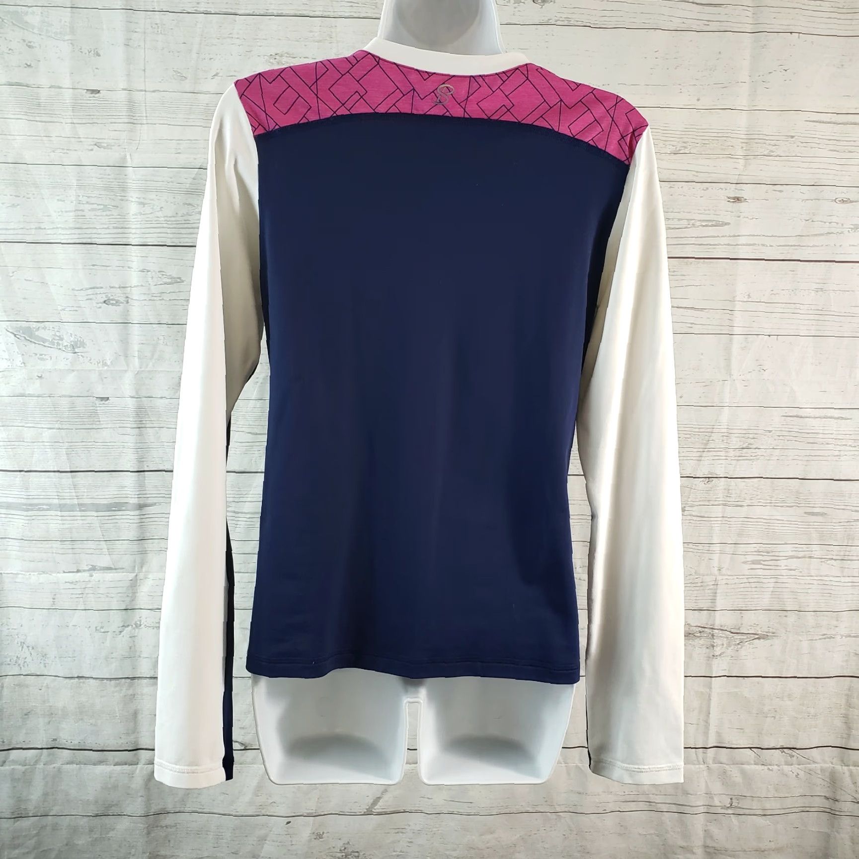 Vintage Sofibella Womens Long Sleeve Athletic Top Sz Medium Blue White Size M / US 6-8 / IT 42-44 - 4 Thumbnail