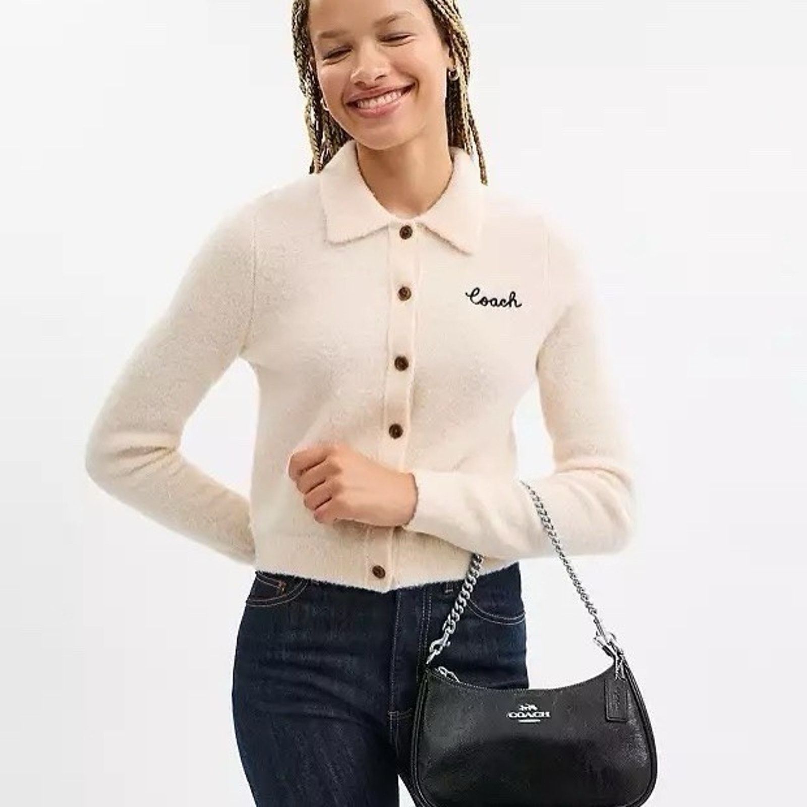 Coach NWT COACH Teri Shoulder Bag CCD78 Black Patent Leather Size ONE SIZE - 14 Thumbnail