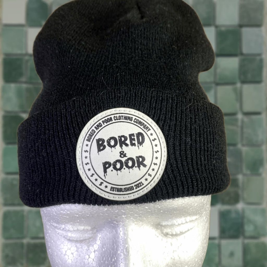 Vintage Bored and Poor Clothing Beanie Hat Foldover Black Men One Size Beanie Foldover Black Mens Beanie Hat Foldover Black Size ONE SIZE - 1 Thumbnail