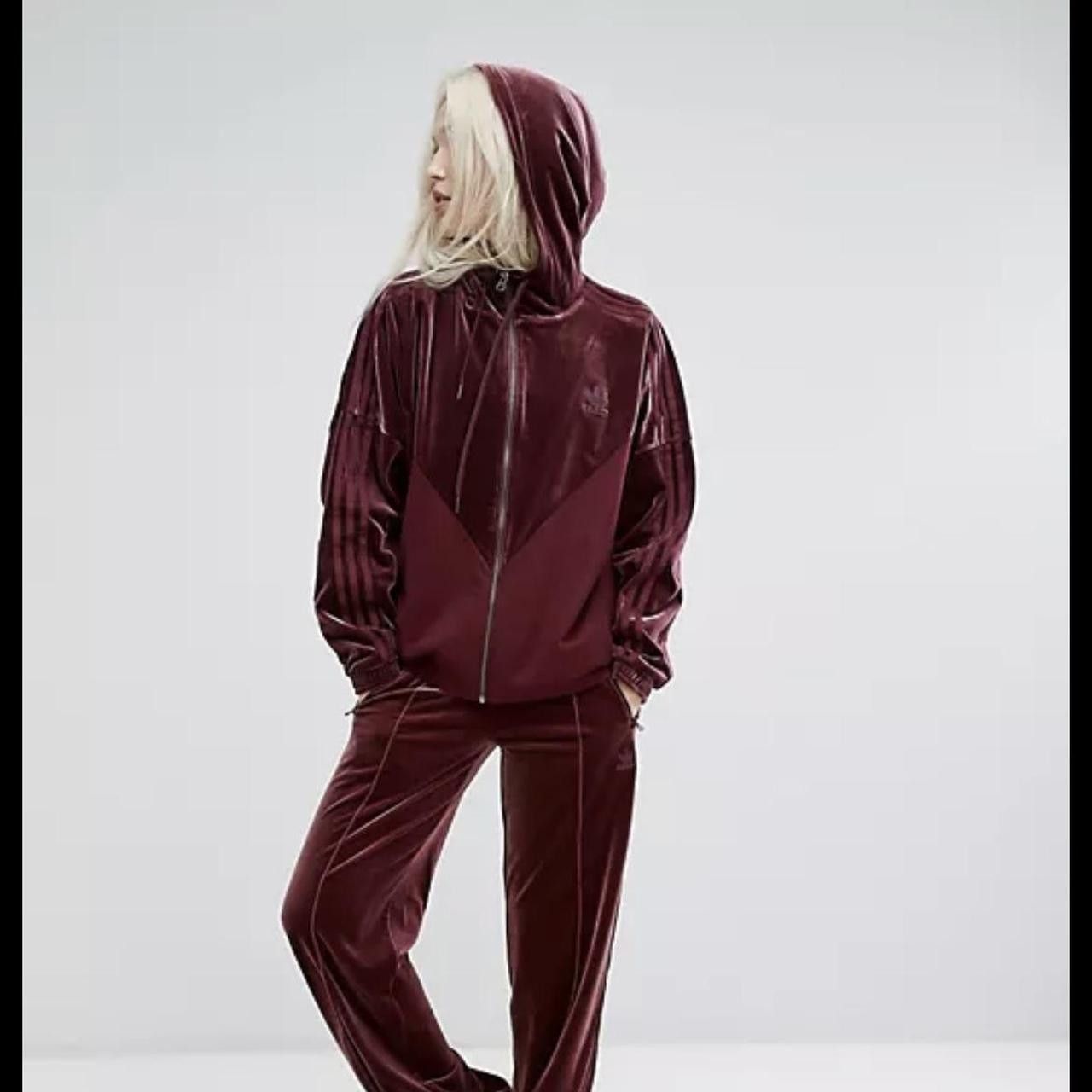 Adidas Oversized Maroon Adidas Velvet Track Jacket Grailed