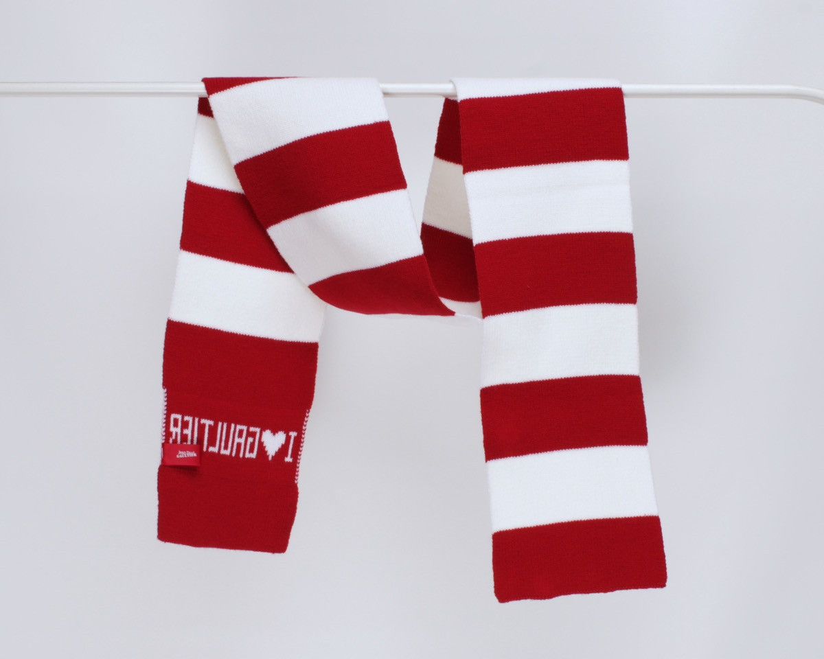Designer × Jean Paul Gaultier Jean Paul Gaultier I Love Red White Striped Unisex Scarf Size ONE SIZE - 4 Thumbnail