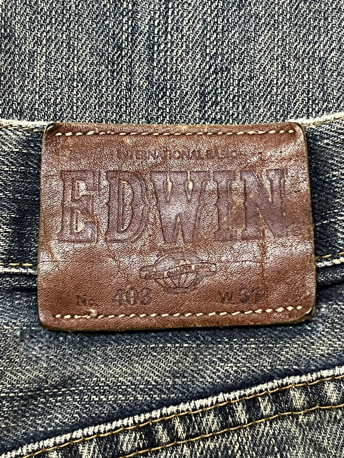 Edwin Vintage Exwin 403 Japan - Faded Mud Wash, Distressed Jeans Size US 31 - 12 Thumbnail