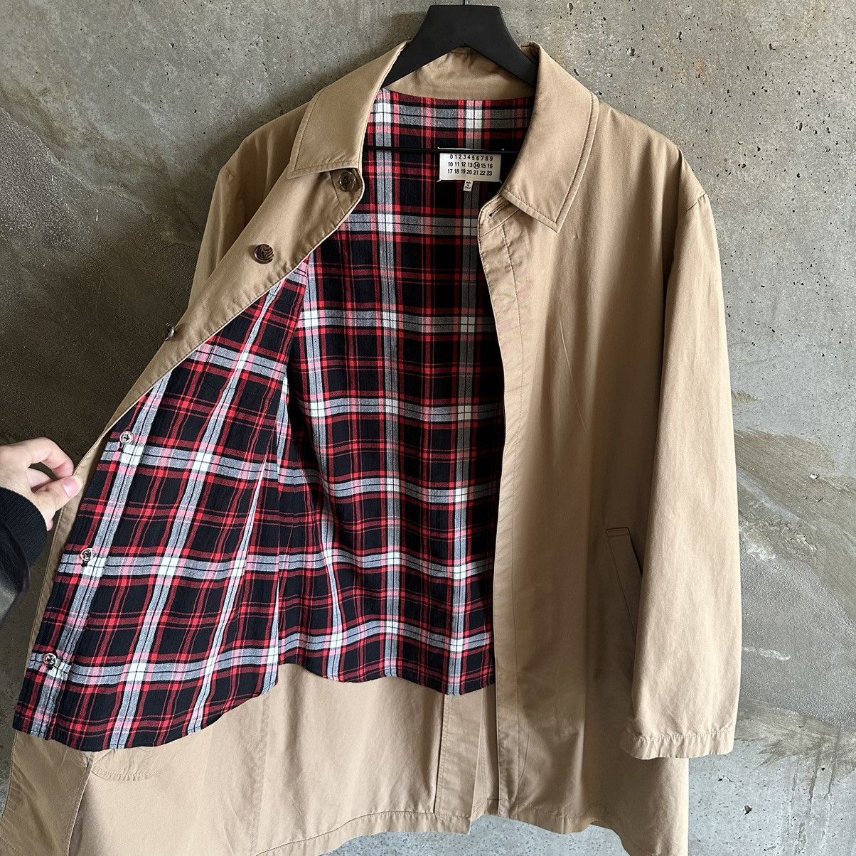image of Maison Margiela Plaid Lined Trench Coat in Tan, Men's (Size Large)